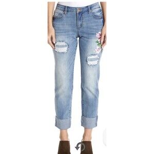 Ruff Hewn Size 16 Taylor Easy Slim Painted Girlfriend Printed Flower Jeans EUC